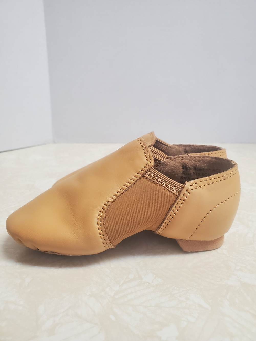 Kids Leather Slip-On Dance Shoes in Tan